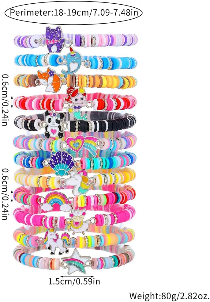 Friendship Bracelets Boho Stackable Bracelets for Women Surfer Heishi Clay Bead Bracelets Stretch Preppy Bracelets Colorful Boho Bracelets for Women