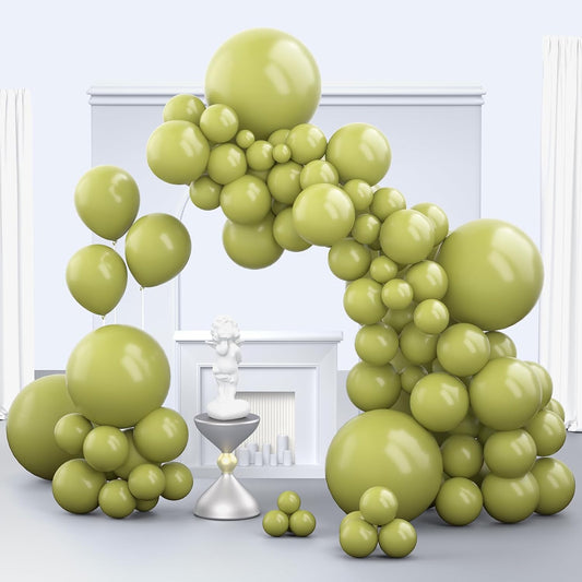Sage Green Balloons, 150 pcs Different Sizes Pack of 18 Inch 12 Inch 10 Inch 5 Inch Matte Boho Green Balloons for Balloon Garland Balloon Arch as Birthday Party Wedding Decorations