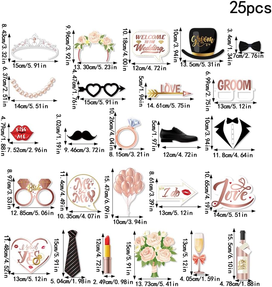 Bachelorette Party Decorations, Kaluofan 25 Pcs Bachelorette Party Accessories，Funny Wedding Photo Booth Props for Engagement Wedding Reception Party Bride Wedding Shower Decor(Pink and Black)