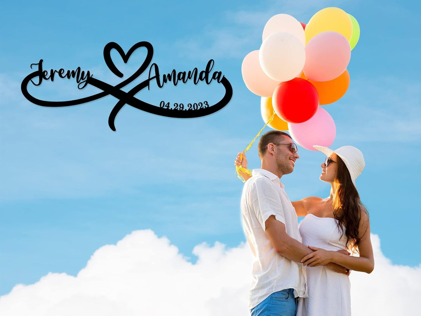 Personalized Infinity Signs with Couple Name - Metal Name Signs for Wedding Gifts, Engaged Couples & Newlyweds