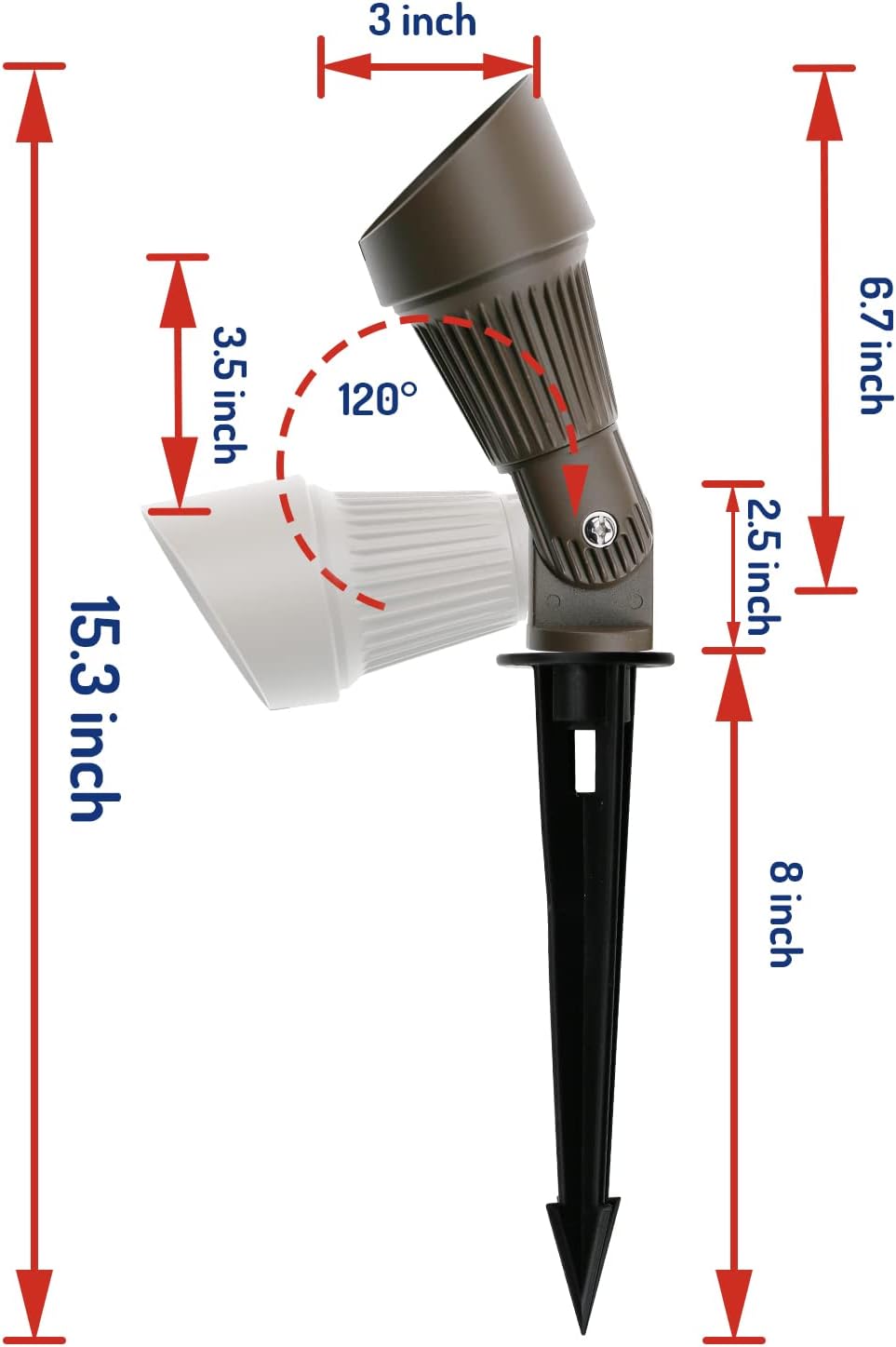 4W LED Landscape Lighting Low Voltage Landscape Lights Spotlights GL106-BZLED8 AC/DC 12V Warm White Waterproof for Driveway,Yard, Lawn,Patio,Walls,Trees,Flags,Outdoor Light (Bronze, 8 Pack)