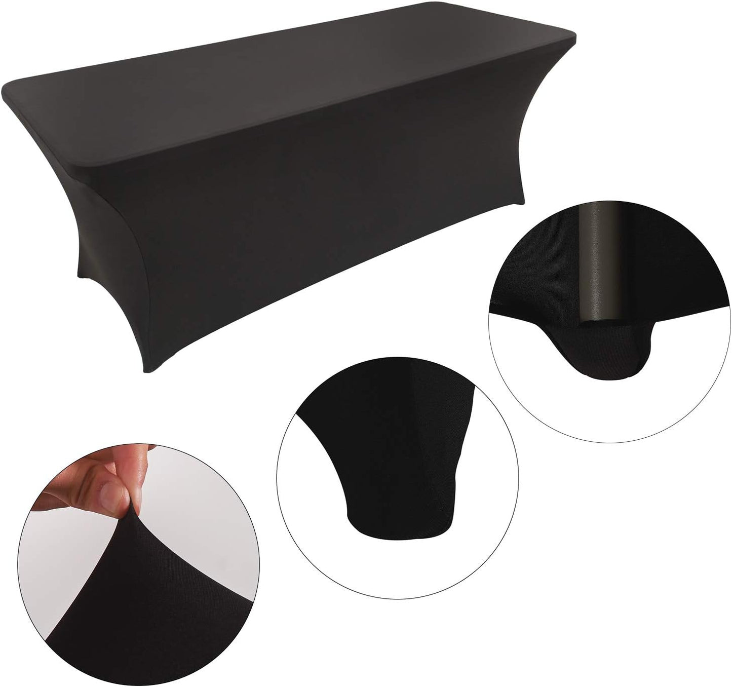 LZY 10 Pack Spandex Table Covers 6 Feet, Stretch/Fitted Table Covers for 6 Feet Folding Table, Rectangular Spandex Table Cloths for Wedding Party or Event (6FT-10PCS, Black)