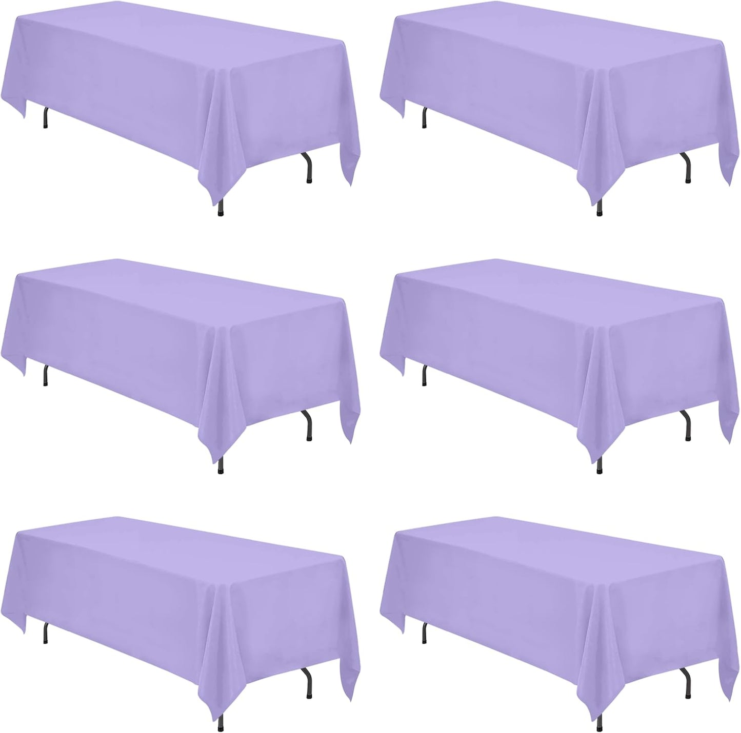BRILLMAX 6 Pack Lavender Tablecloths 70 x 120 Inch for 6ft or 8ft Rectangle Tables - Rectangular Bulk Linen Polyester Fabric Washable Cloth Cover for Wedding Reception Banquet Birthday Party