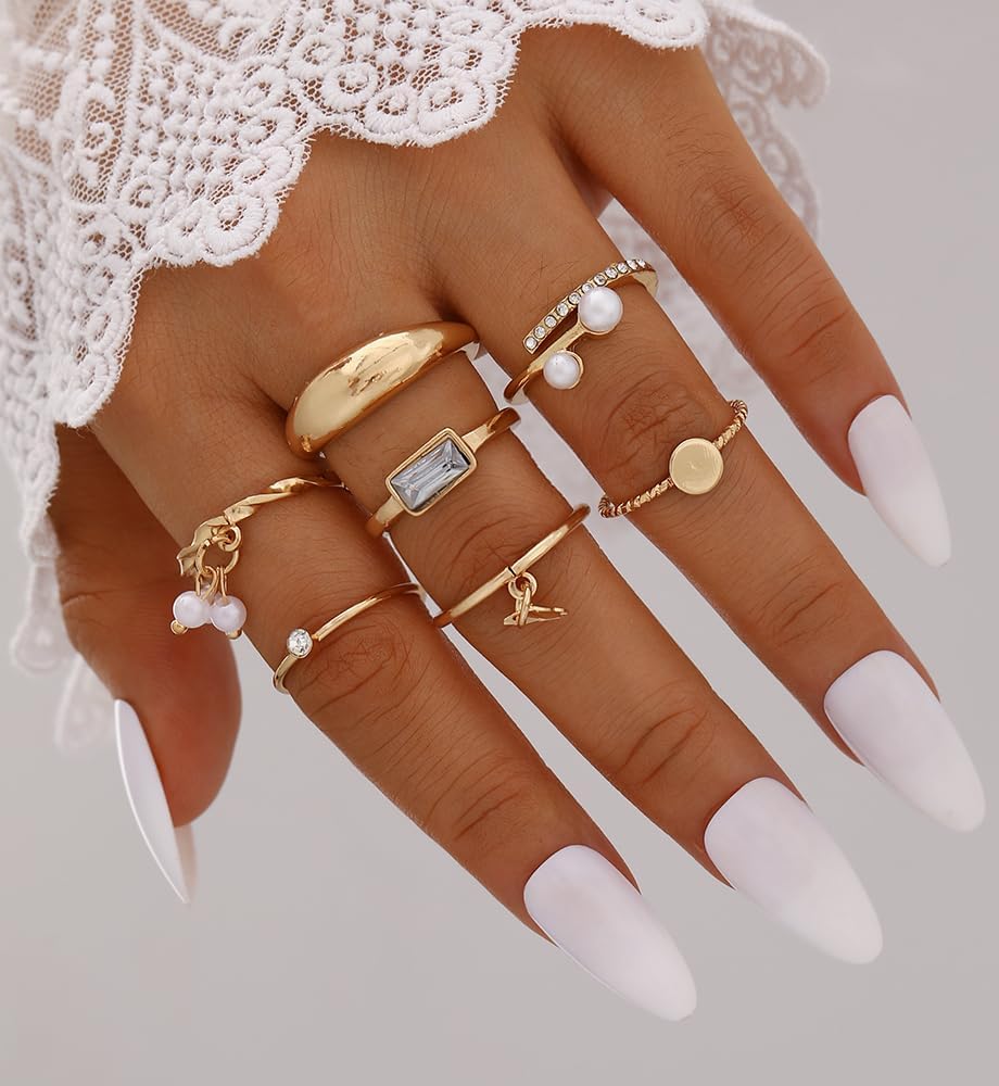 iF YOU 25 Pcs Gold Knuckle Ring Set for Women, Chunky Stackable Finger Midi Rings, Silver Simple Stacking Cute Rings Pack Trendy Stuff Jewelry Gift