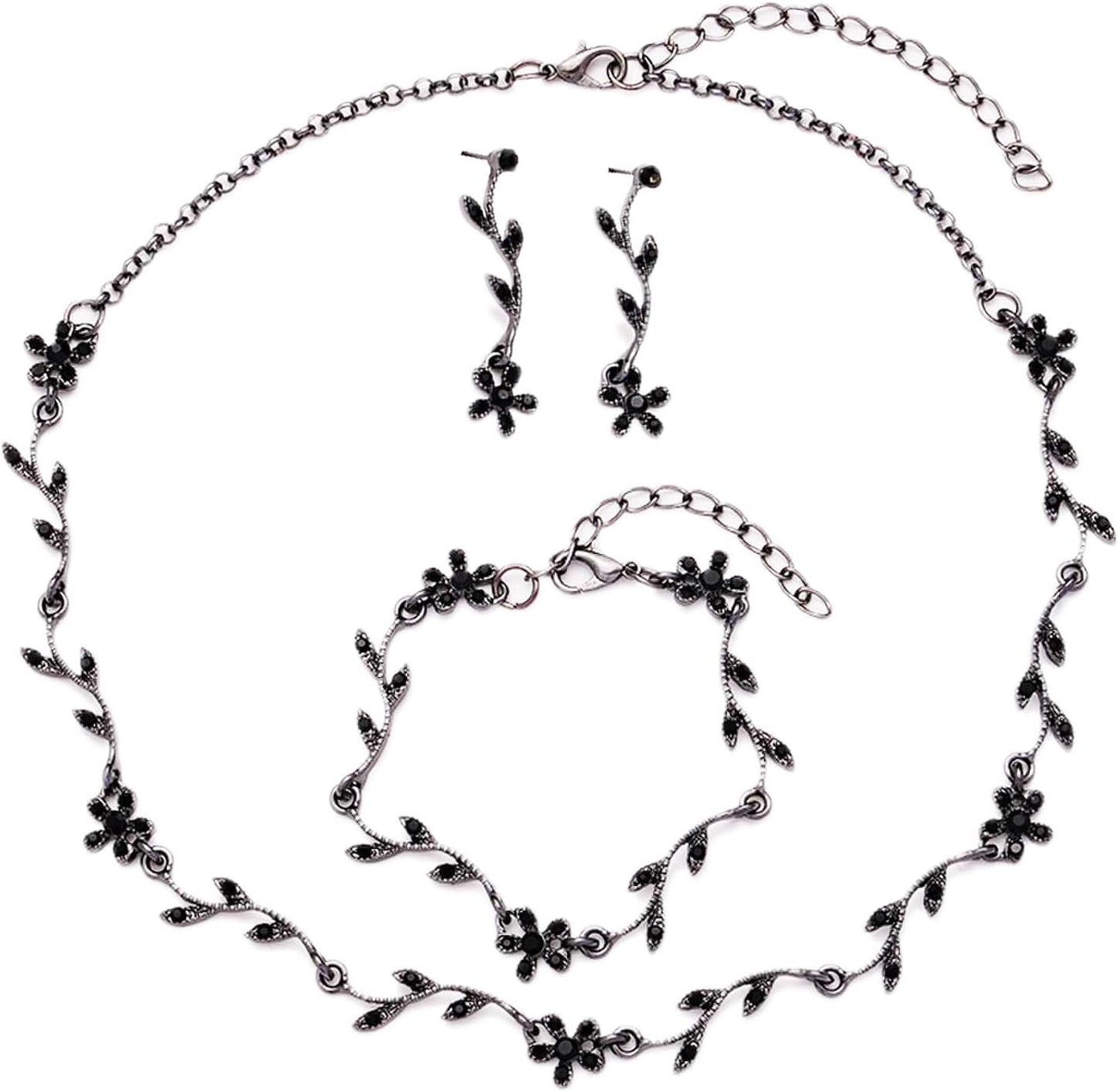 Crystal Necklace Earrings Bracelet Bridal Wedding Jewelry Set Rhinestone Choker Necklace For Brides Bridesmaid