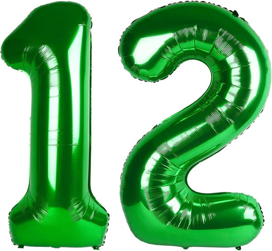 Green Number 12 Balloon 40 inch, 12 Number Balloons, 12th Green Birthday Decorations, 12 Year Old Girls Boys Party Supplies, St. Patrick's Day Games Theme Birthday Decorations