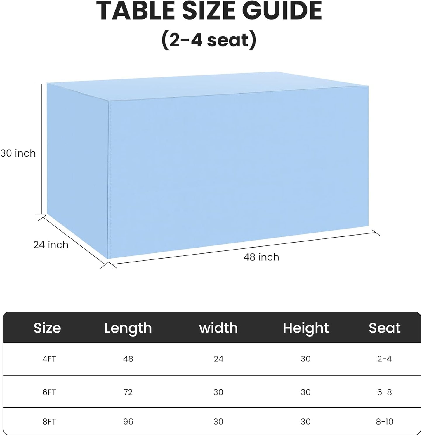 Ascoza 2 Pack Fitted Tablecloth for 4 Foot Rectangle Tables 48 x 24 Inch Blue Mist Table Covers Water Resistant Polyester Table Cloth for Wedding, Parties,Display, Trade Show (Blue Mist)