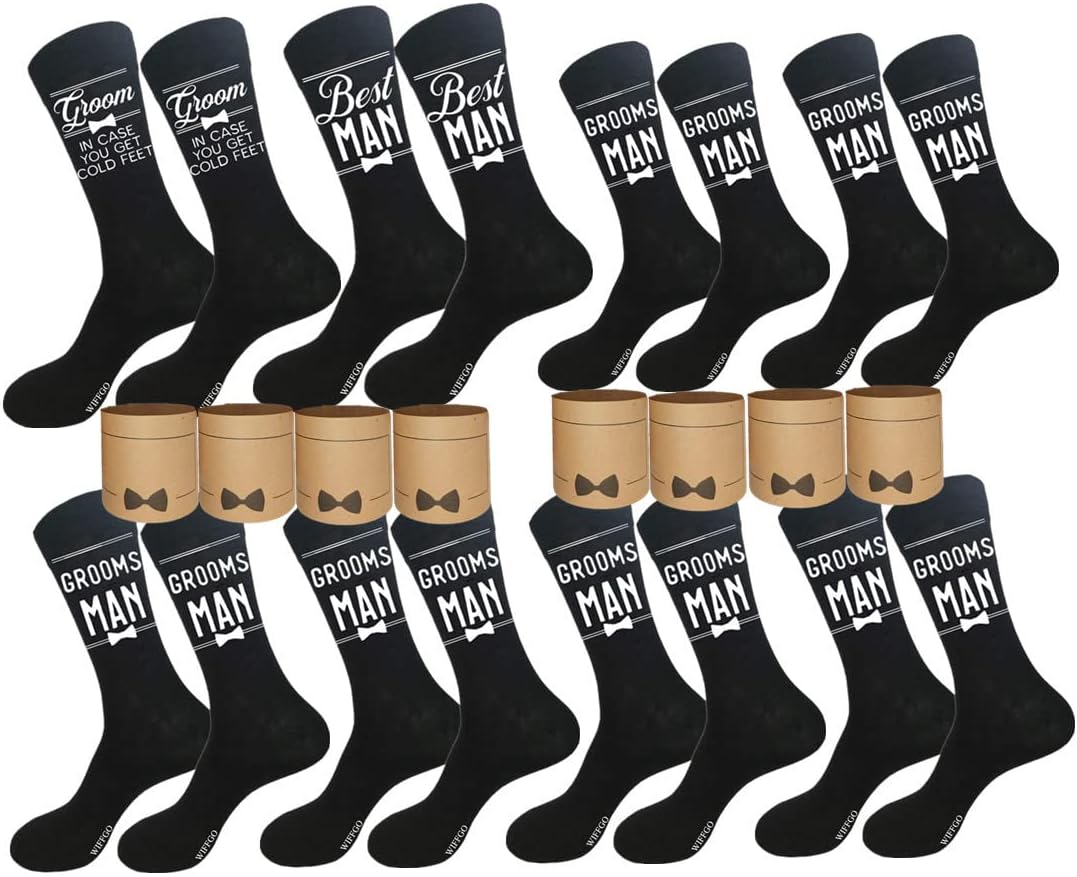 Groomsman Gifts For Men Wedding Gifts Novelty Socks Funny Proposal Gifts Groom Bestman 100% Cotton Crew Socks