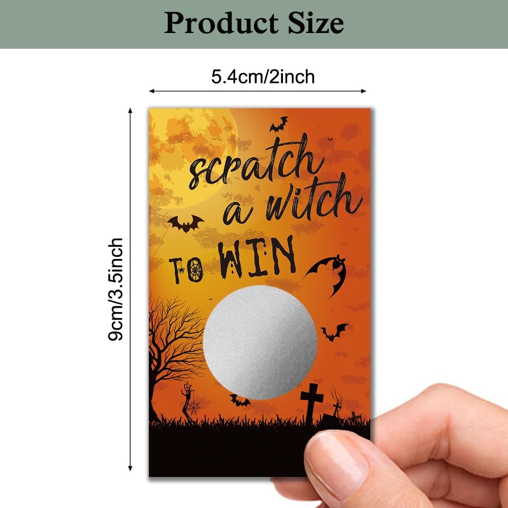 Haizct 50 Pack Halloween Theme Scratch off Game, Spider Witch Bat Halloween Scratch Card for Baby Shower Halloween Party Game Lottery Games Group Games Family Activity, Bridal Shower Activity and Idea