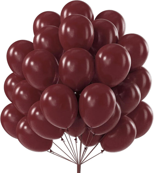 PartyWoo Retro Red Balloons, 50 pcs 12 Inch Burgundy Balloons, Maroon Balloons for Balloon Garland Arch as Party Decorations, Birthday Decorations, Wedding Decorations, Baby Shower Decorations