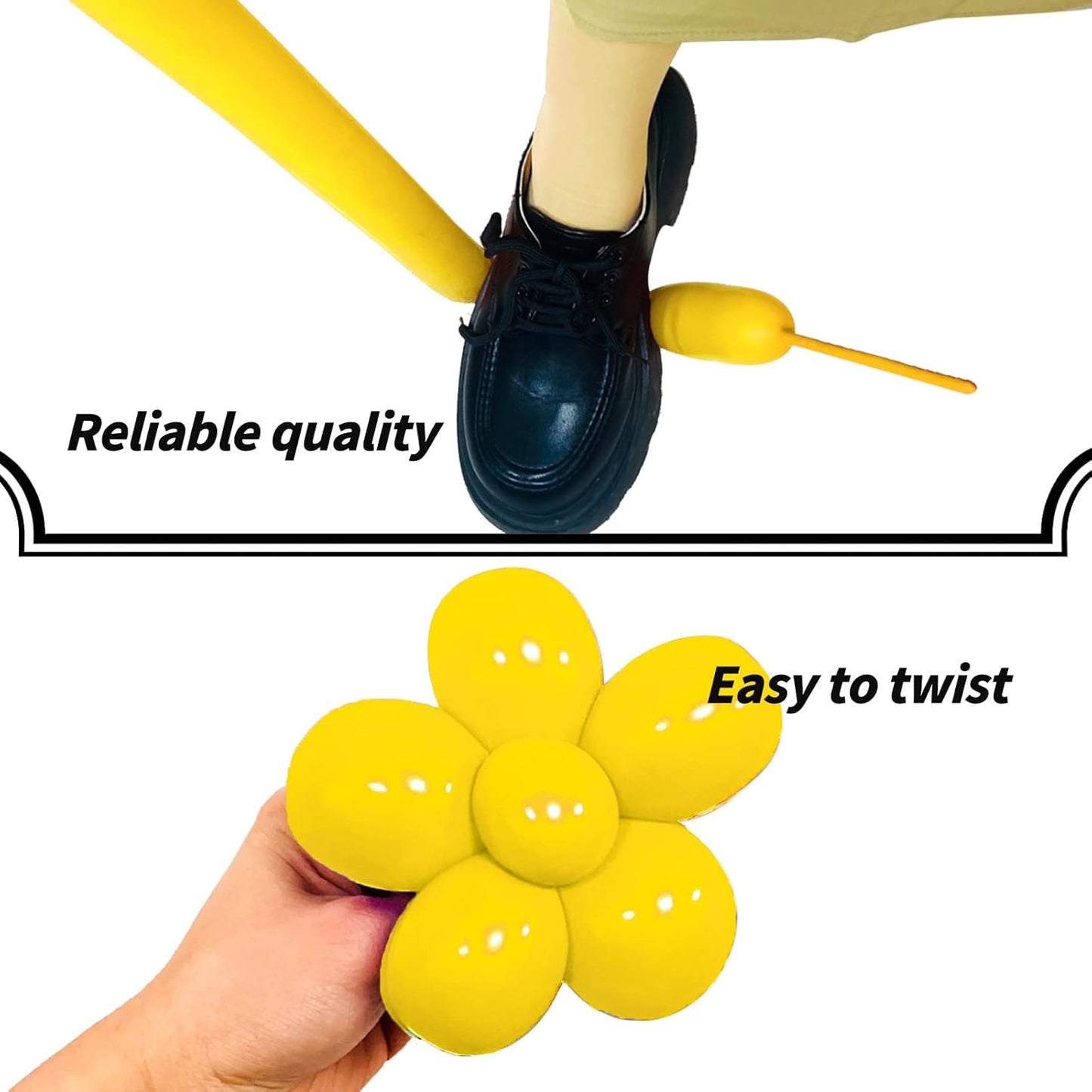 Yellow 260 Long Skinny Twisting Animal Balloons, Rainbow Balloons for Animal Shapes Carnival Festival Party Supplies 100pcs