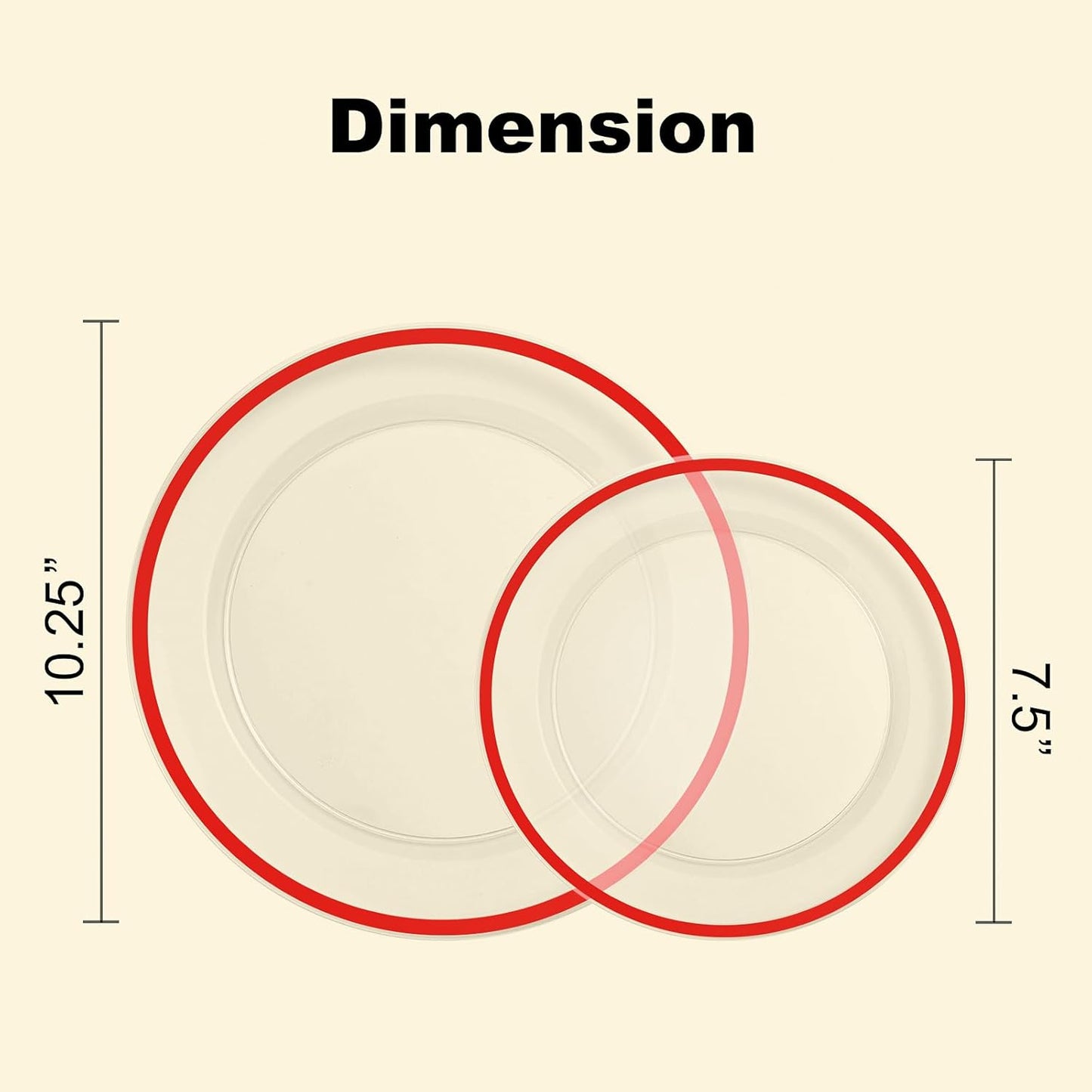 200PCS Red and Clear Plastic Plates, Disposable Plate Set with 100 Dinner Plate and 100 Dessert Plates for Party, Christmas, Valentine's Day