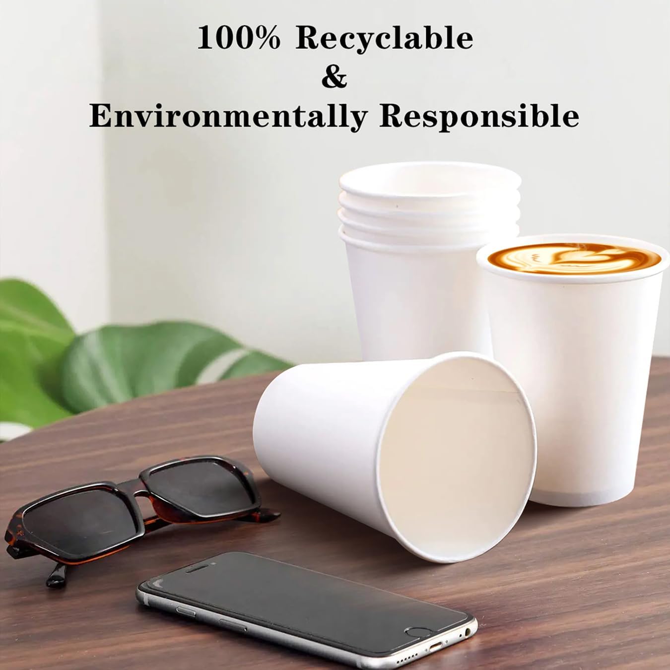 Qunclay 𝟐𝟏𝟎 𝐂𝐨𝐮𝐧𝐭 𝟏𝟐 𝐨𝐳 Disposable White Paper Coffee Cups, To Go Hot Cups for Coffee, Chocolate, Juice, Hot or Cold Beverage Drinking Cup Suitable for Party, Office, Travel, and Events
