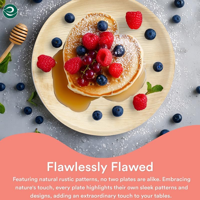 ECO SOUL Compostable 6 Inch Small Palm Leaf Round Plates (50 Count) Like Bamboo Plates|Biodegradable|Eco-Friendly, Microwave & Oven Safe