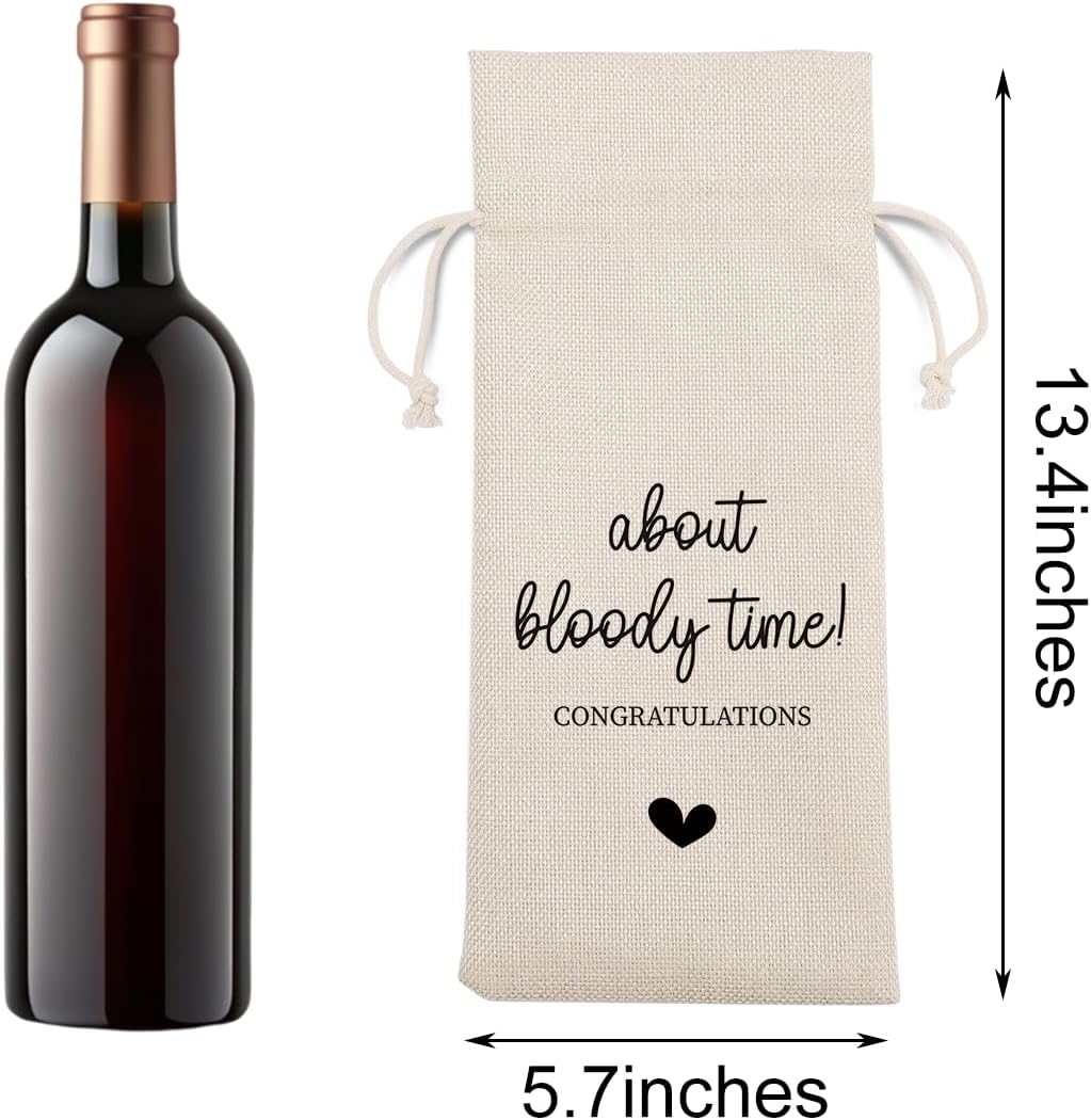 Engagement Wine Gift Bag Wedding Engaged Gifts for Newlyweds Couple Women Men Bridal Shower Gifts for Bride and Groom Pairs Well with Wedding Planning About Bloody Time Wine Bags