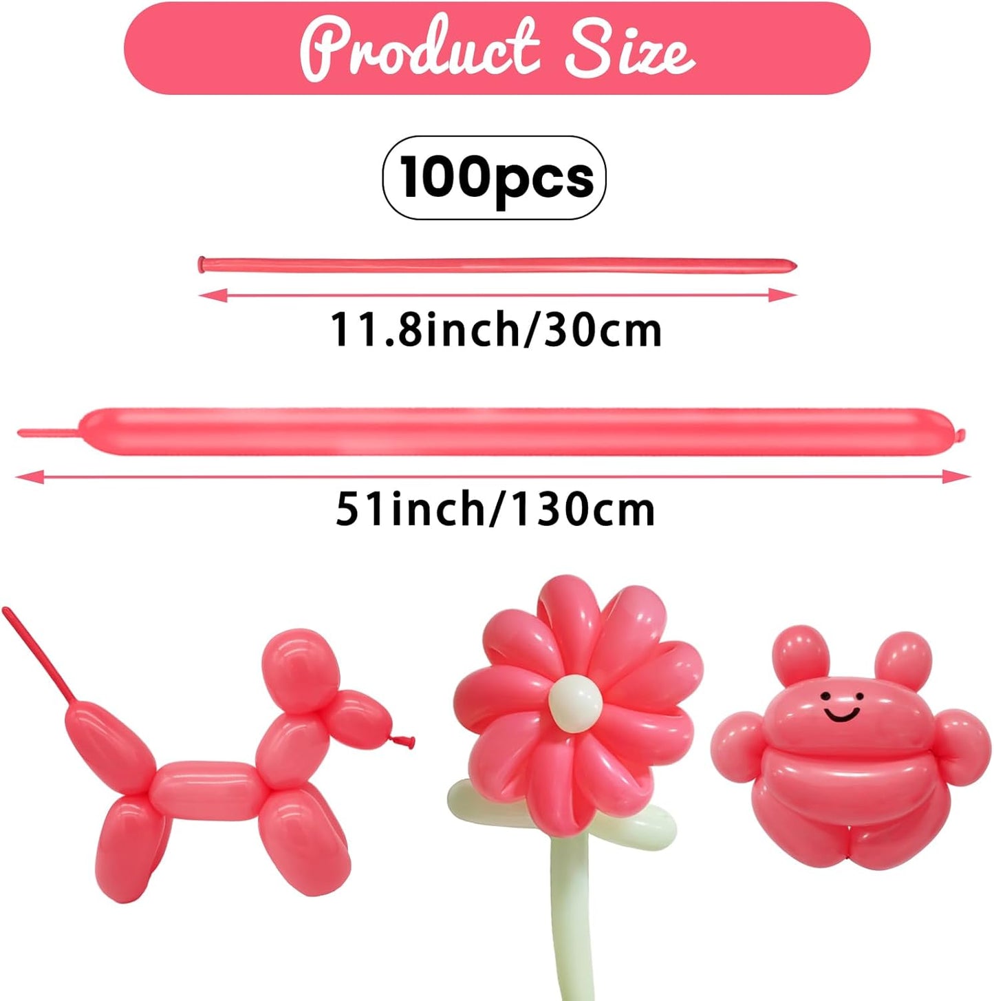 100Pcs Pastel Red 260 Balloons, Long Balloon for Tying Balloon Arch, Long Skinny Balloons for Twisting Ballons Animal balloons Birthday Party Wedding Festival Decorations