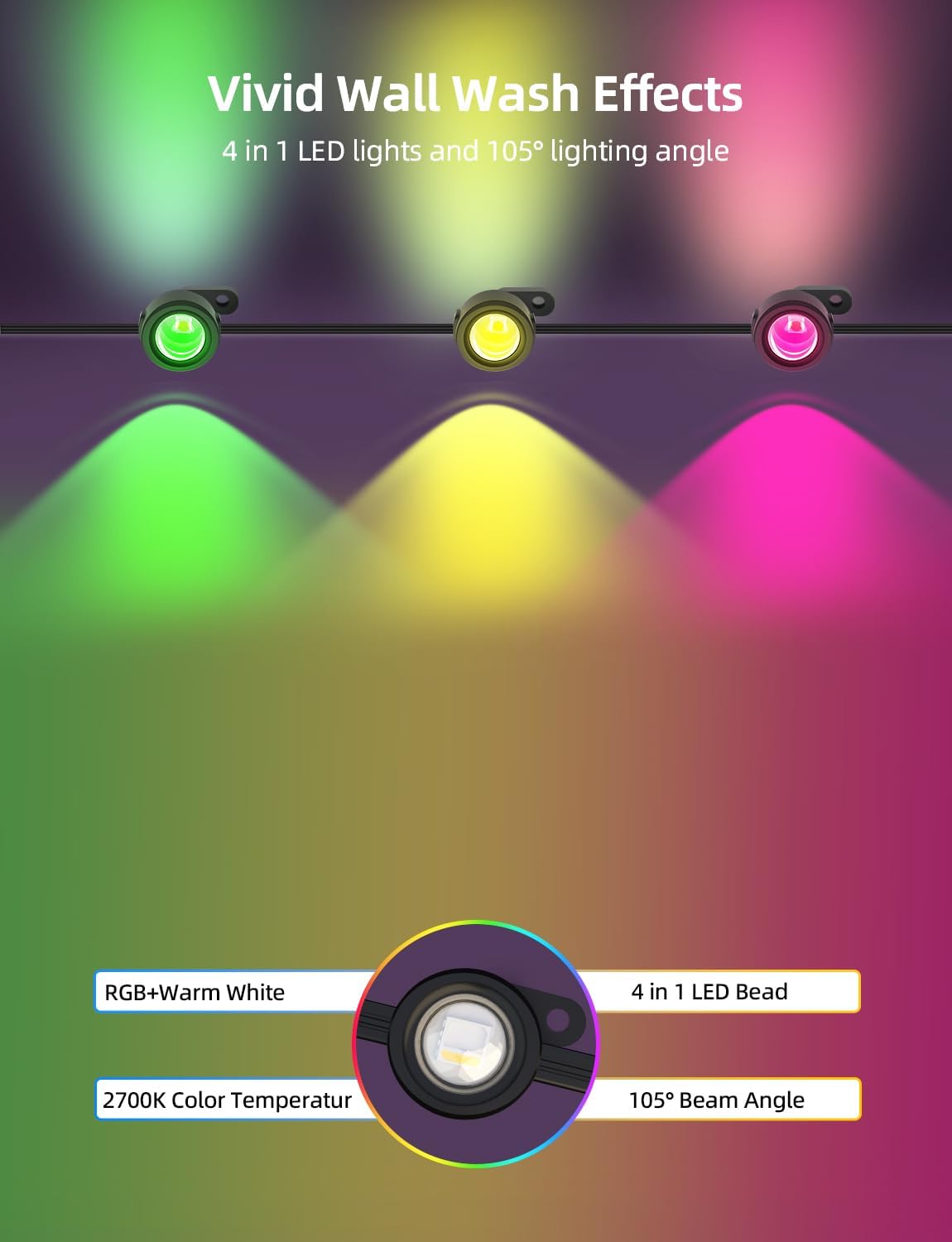 APPECK Permanent Outdoor Lights 100ft with 72 LEDs, DIY Scene Modes, Smart RGBW String Lights Waterproof, App/Remote Control for Christmas, Halloween, Alexa/Google Assistant Compatible, Black