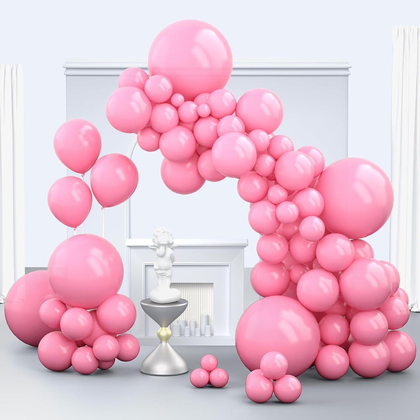 Pastel Pink Balloons, 150 pcs Different Sizes Pack of 18 Inch 12 Inch 10 Inch 5 Inch Baby Pink Balloons for Balloon Garland Balloon Arch as Birthday Party Wedding Decorations