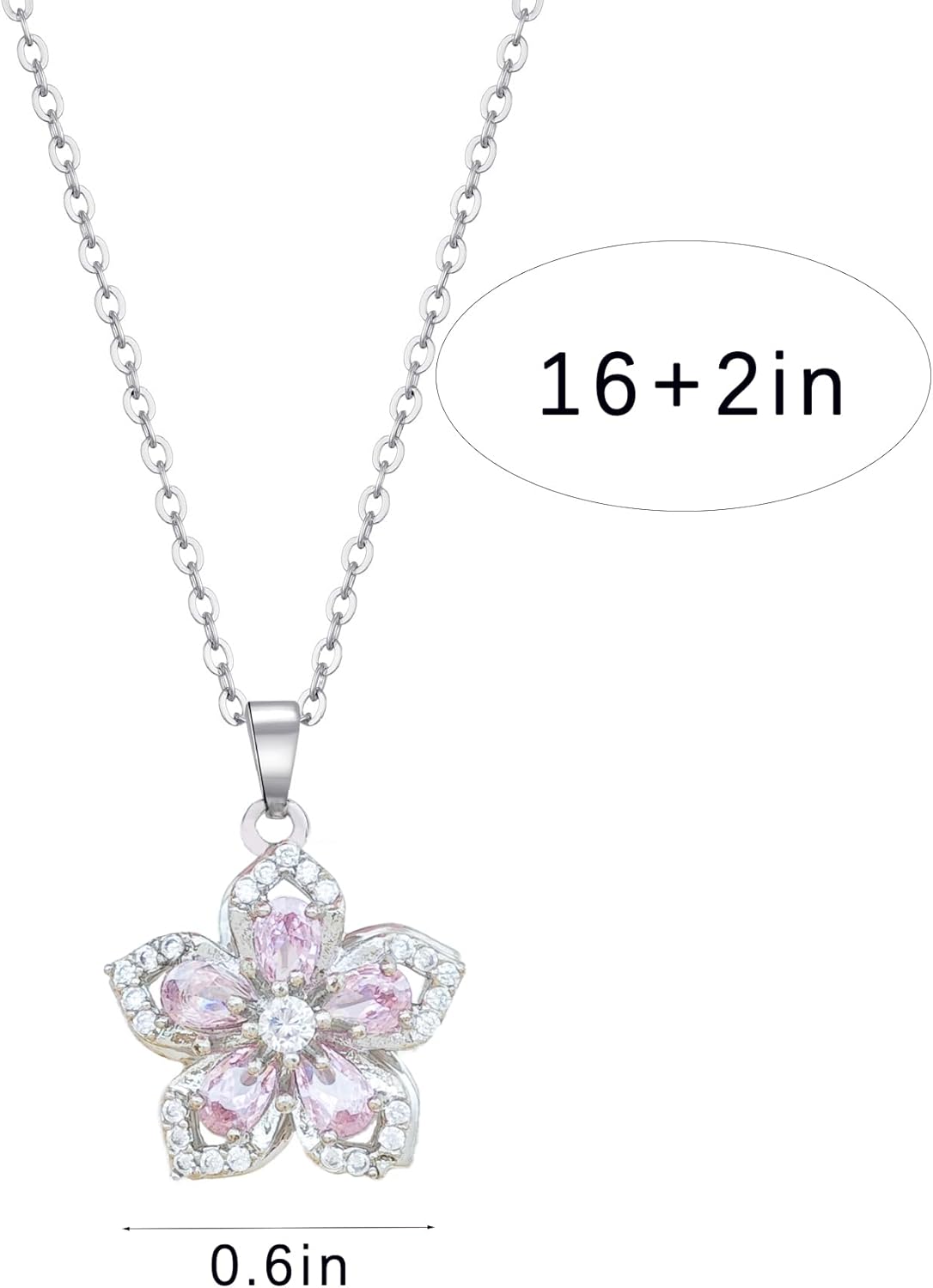 Necklace for Women Gold Flower Fidget Necklace Rotatable Crystal Silver Blossom Pendant Necklaces Adjustable Spinning Fidget Necklaces Redbud Flower Choker Funny Gift Jewelry