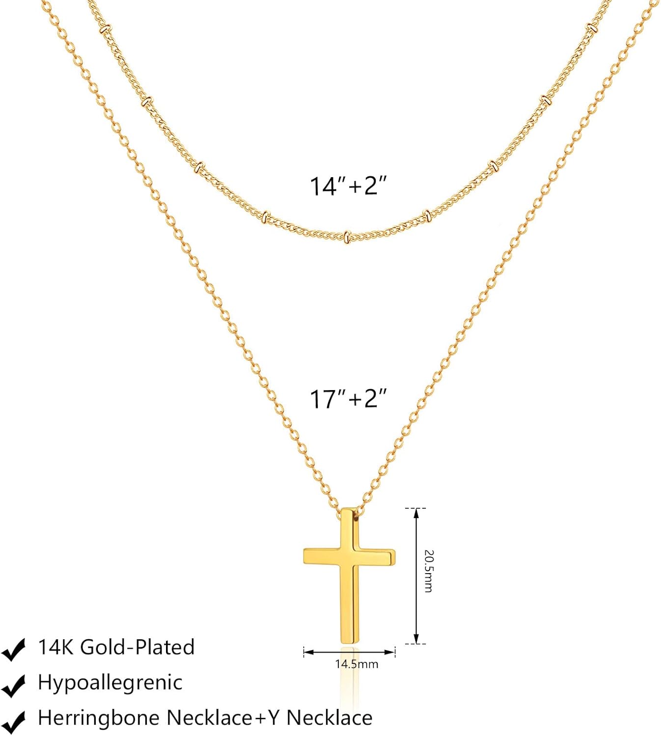 Luxval Lariat Gold Necklace for Women, Dainty Long Necklace 14k Gold Plated/Silver Y-Shaped Pendant Necklaces Trendy Beaded Chain Drop Necklaces Jewelry for Women Gifts