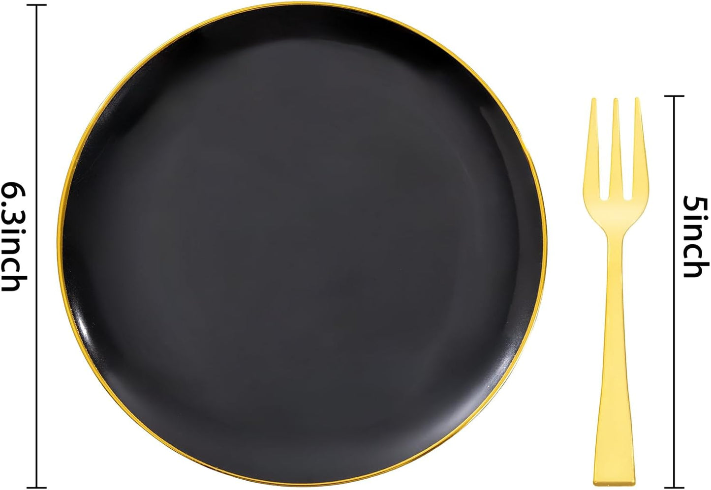 Festiva 400Pcs Black Gold Dessert Plates 6.3" with Forks 5"- 200PCS Small Disposable Dessert/Cake/Appetizer Plates and 200PCS Forks - Serve 200 Guests for Halloween Party&New Year