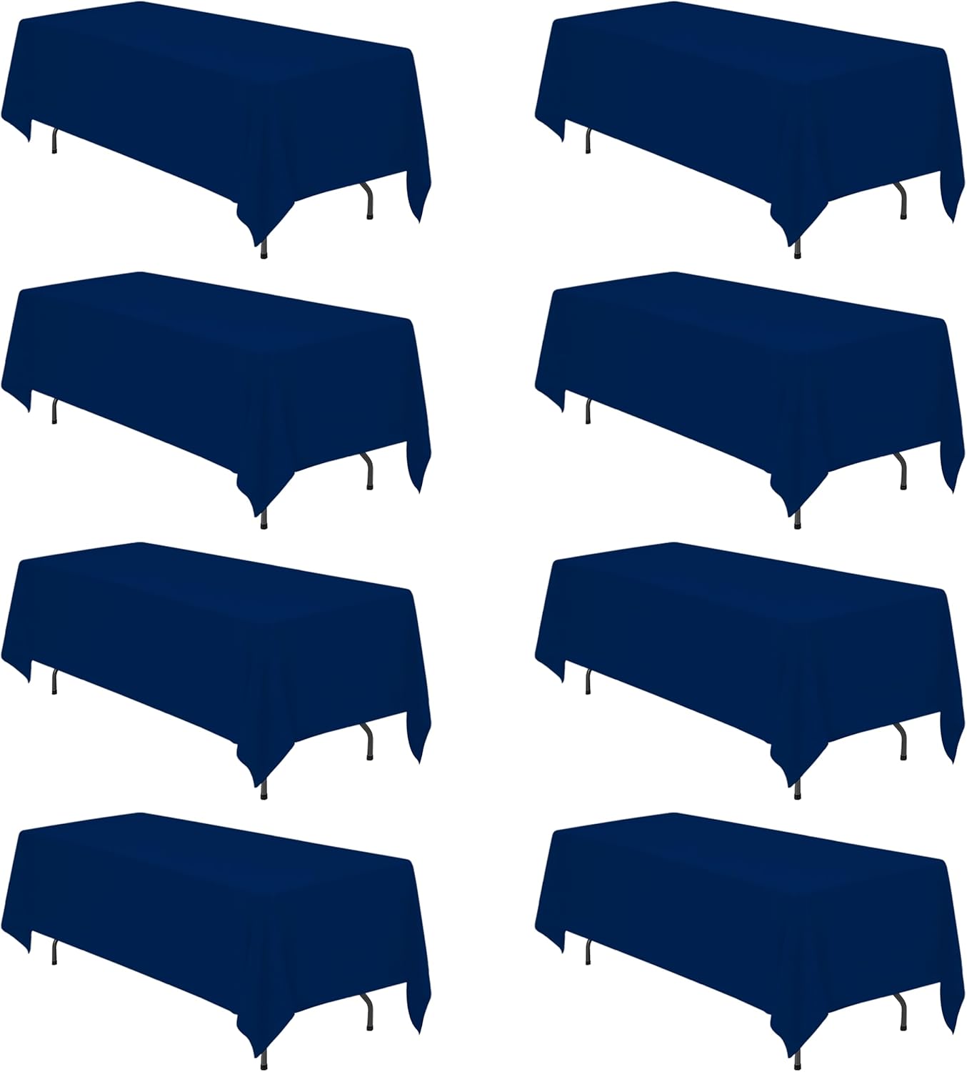 BRILLMAX 8 Pack Navy Blue Tablecloths 70 x 120 Inch for 6ft or 8ft Rectangle Tables - Rectangular Bulk Linen Polyester Fabric Washable Cloth Cover for Wedding Reception Banquet Birthday Party