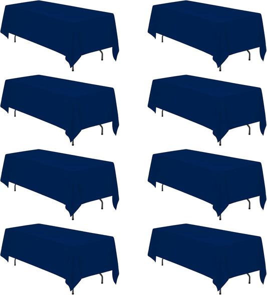 BRILLMAX 8 Pack Navy Blue Tablecloths 70 x 120 Inch for 6ft or 8ft Rectangle Tables - Rectangular Bulk Linen Polyester Fabric Washable Cloth Cover for Wedding Reception Banquet Birthday Party