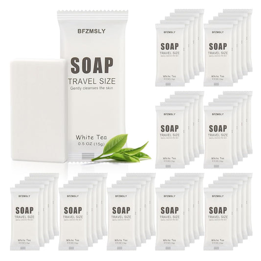 30 Pack Bulk Wrapped Hotel Bar Soap, 0.5 oz (15g), White Tea Scent – Mini Guest Soaps for Hotels, Airbnb, Vacation Rentals, Travel Toiletries, Individually Wrapped