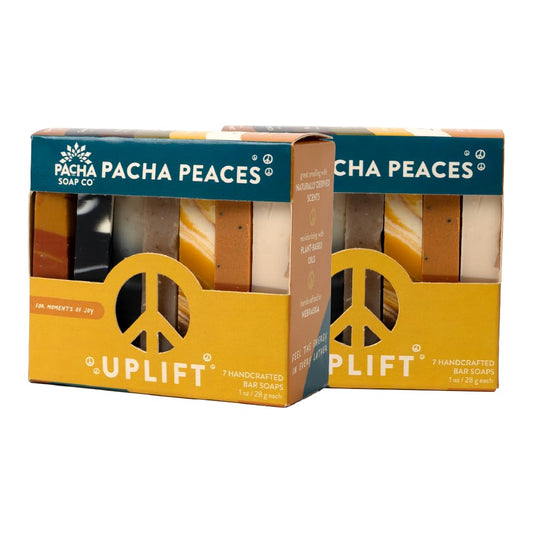 Pacha Soap Co. Bar Soap, Pacha Peaces, Uplift, 2-Pack (4 oz ea) - Premium, Handcrafted, Hydrating, Natural Hand Cleanser, Face & Body Wash, Soothing Essential Oils