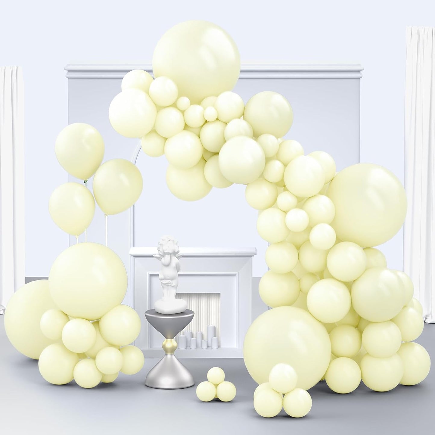Lemon Yellow Balloons, 150 pcs Different Sizes Pack of 18 Inch 12 Inch 10 Inch 5 Inch Citron Yellow Balloons for Balloon Garland Balloon Arch as Birthday Party Wedding Decorations