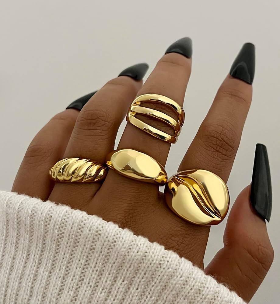 iF YOU 25 Pcs Gold Knuckle Ring Set for Women, Chunky Stackable Finger Midi Rings, Silver Simple Stacking Cute Rings Pack Trendy Stuff Jewelry Gift