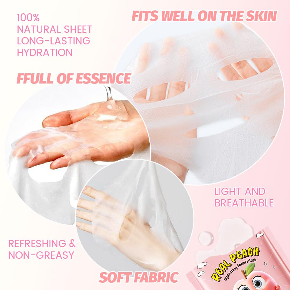 Kaely 10 Pack Fruit Face Masks for Kids, Kids Face Mask Spa Day Kit Supplies, Spa Party Favors for Teens Girls Women, Sheet Facial Mask Skincare Gifts Set, Moisturize Soothe for All Skin Types, 04