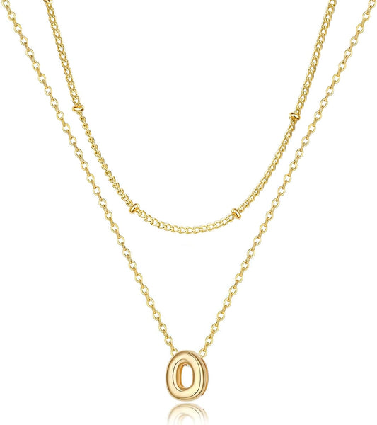 Bubble Letter Necklace Layered Initial Necklaces for Women Dainty Cute Choker Pendant Stack Jewelry Teen Gift Trendy Stuff