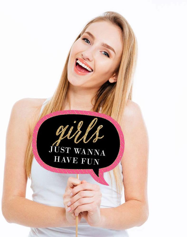 Big Dot of Happiness Funny Girls Night Out - Bachelorette Party Photo Booth Props Kit - 10 Piece