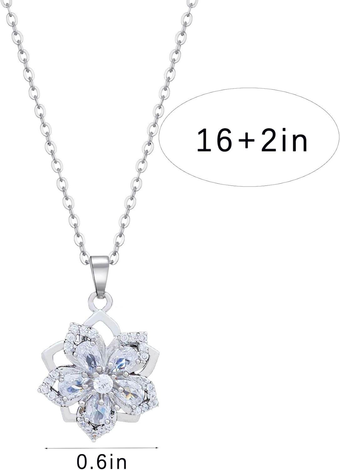 Necklace for Women Gold Flower Fidget Necklace Rotatable Crystal Silver Blossom Pendant Necklaces Adjustable Spinning Fidget Necklaces Redbud Flower Choker Funny Gift Jewelry