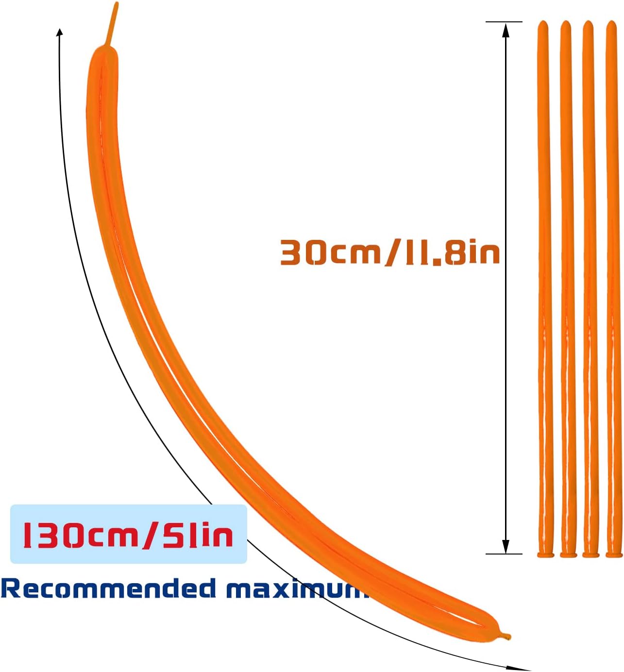 Orange 260 Long Skinny Twisting Animal Balloons, Rainbow Balloons for Animal Shapes Carnival Festival Party Supplies 100pcs