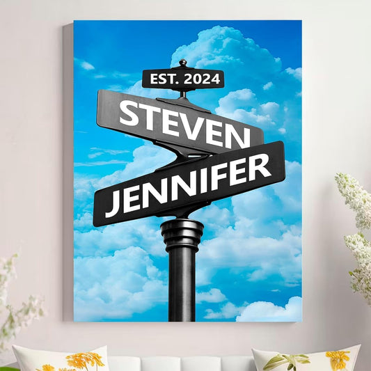 Personalized Crossroad Couples Street Sign Vintage Customize Name And Date Valentine's Day Christmas Birthday Wedding Anniversary Engagement Gifts For Him Her Boyfriend Girlfriend Wife Husband #4