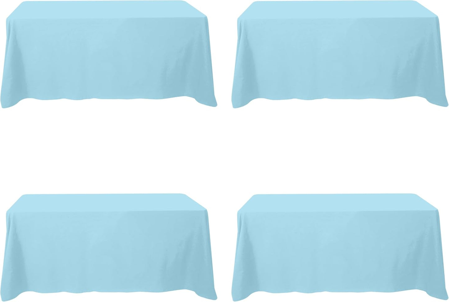 BRILLMAX 4 Pack Light Blue Tablecloths for 6 Foot Rectangle Tables 90 x 132 Inch - 6ft Rectangular Bulk Linen Polyester Fabric Washable Cloth Cover for Wedding Reception Banquet Birthday Party