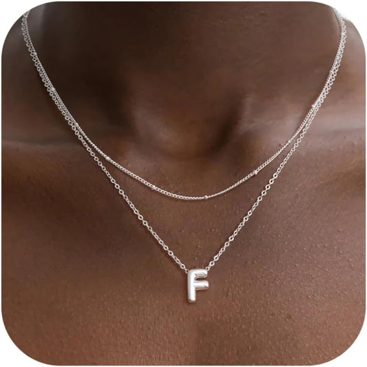 Bubble Letter Necklace Layered Initial Necklaces for Women Dainty Cute Choker Pendant Stack Jewelry Teen Gift Trendy Stuff