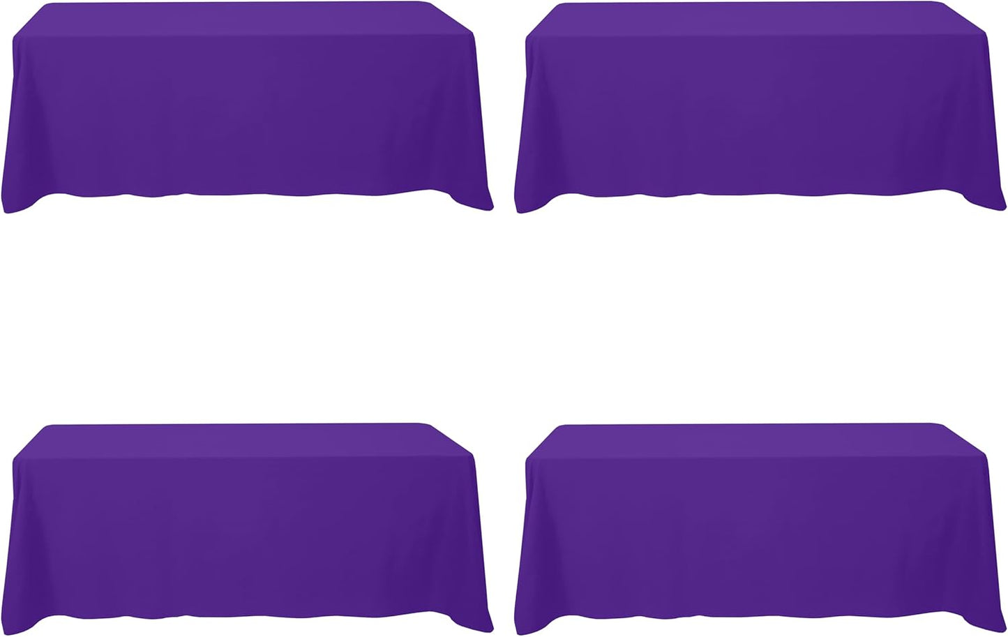 BRILLMAX 4 Pack Purple Tablecloths for 8 Foot Rectangle Tables 90 x 156 Inch - 8ft Rectangular Bulk Linen Polyester Fabric Washable Cloth Cover for Wedding Reception Banquet Birthday Party