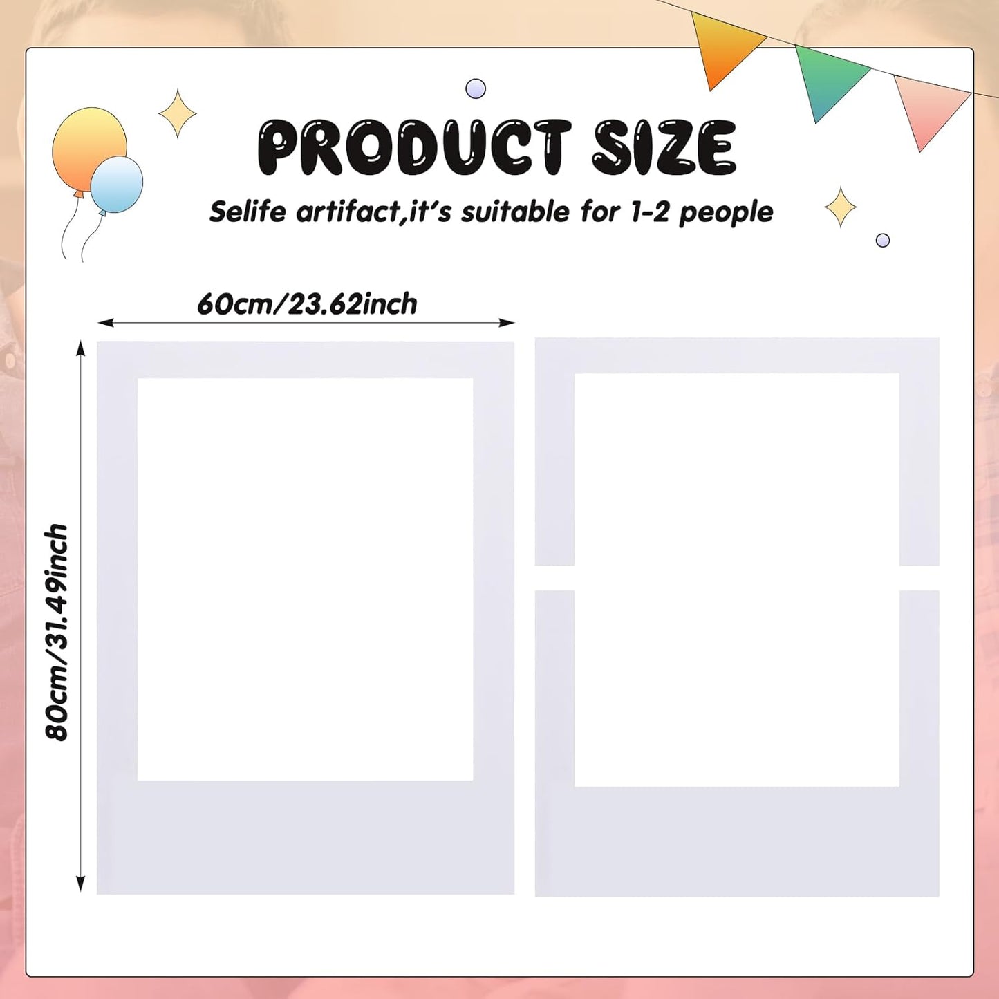 32 x 24 Inch Photo Booth Selfie Frame Prop Booth for Birthday Event Parties Large Blank DIY Cutout Props for Funny Decoration Christmas, Holiday Supplies