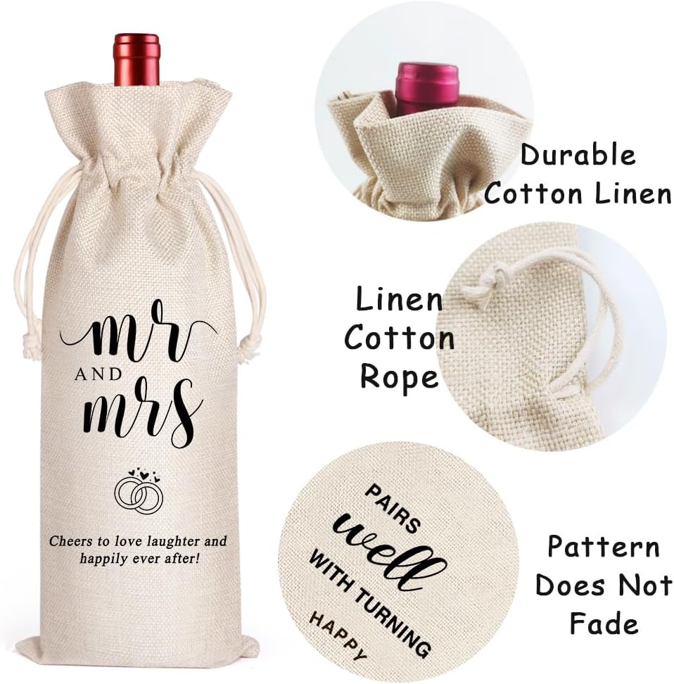 LANBAIHE Mr and Mrs Wine Bag, Wedding Shower Gifts Wine Bag, Bridal Shower Engagement Gifts, Mr and Mrs Wedding Gift Party Decorations