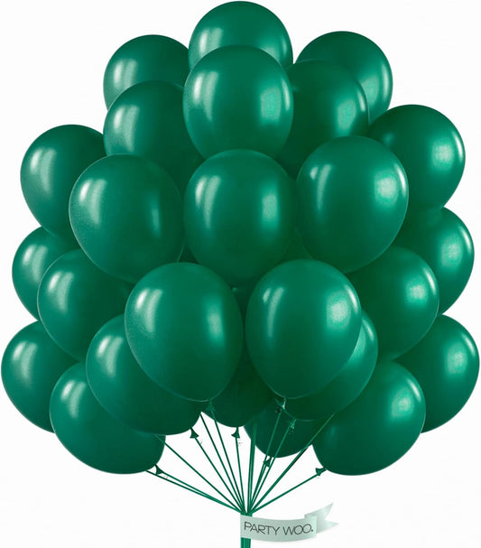 PartyWoo Dark Green Balloons 50 pcs 12 Inch Pearl Hunter Emerald Forest Green Balloons for Baby Shower Graduation Christmas Jungle Safari Birthday Party Decorations Green-Z01