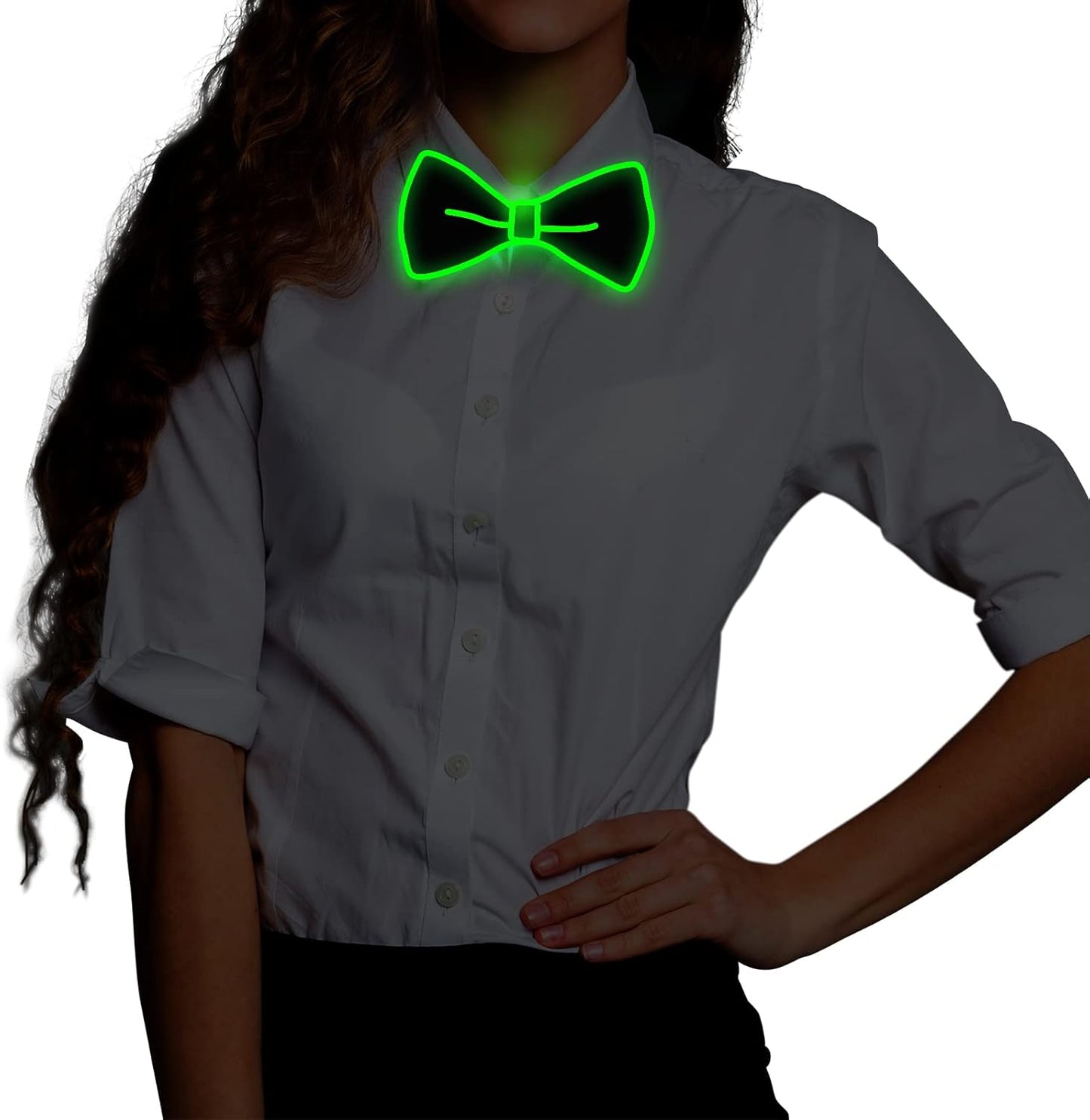 Ainiv Light Up Neckties Bowties Suspenders LED Party Supplies Glow in the Dark Adjustable for Women and Men Parties