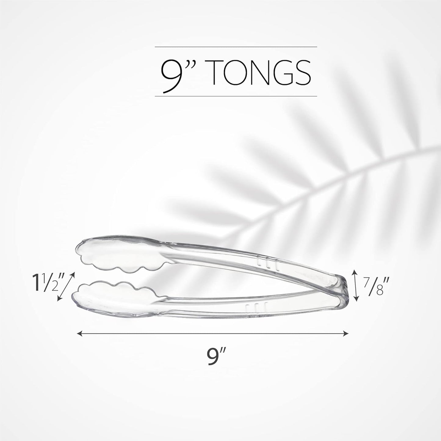 [Clear Tongs 9'' Inches] Plasticpro 9'' Serving Tongs Heavy Duty Reusable Kitchen and BBQ Clear Serving Tong for party's, Caterings, Events, Buffet, Weddings, And every Day use Pack of 12
