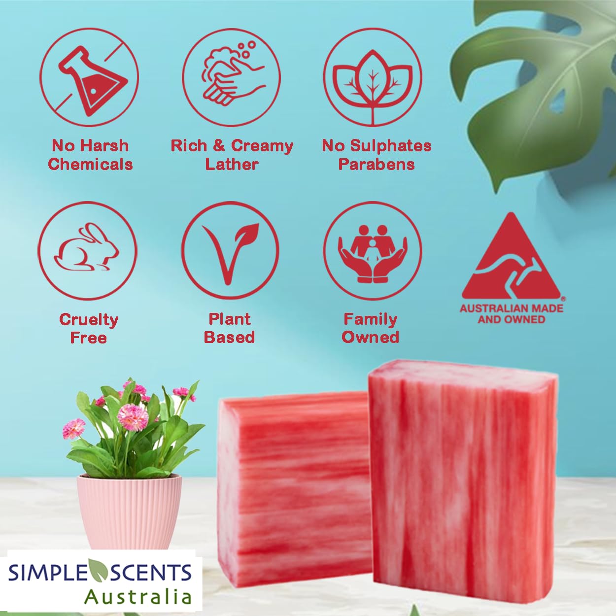 Melon Strawberry Scented Natural Soap Bars (12 Bars), 3.5oz Moisturizing French Triple Milled Soap Bars Enriched with Shea Butter - Pure Plant Oil Bath & Body Soaps