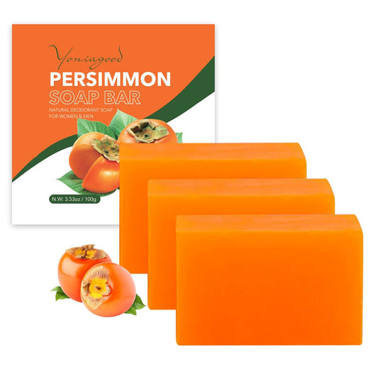 3 PCS Persimmon Soap Bar for Body Odor Control, Natural Deodorant Body Bar Soap for Old People Smell, Remove Strong Smell, Organic Eliminating Odor Wash Soap for Women & Men