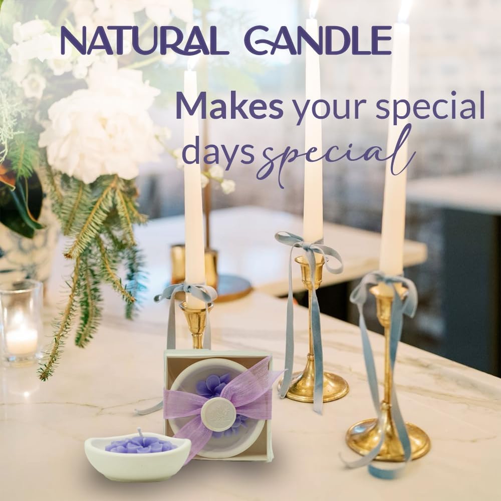 Purple Violet Scented Soy Wax Candles Set of 6 in Ceramic Bowls, Elegant Thank You Gifts for Wedding, Bridal Shower, Party Guests, & Home Decor