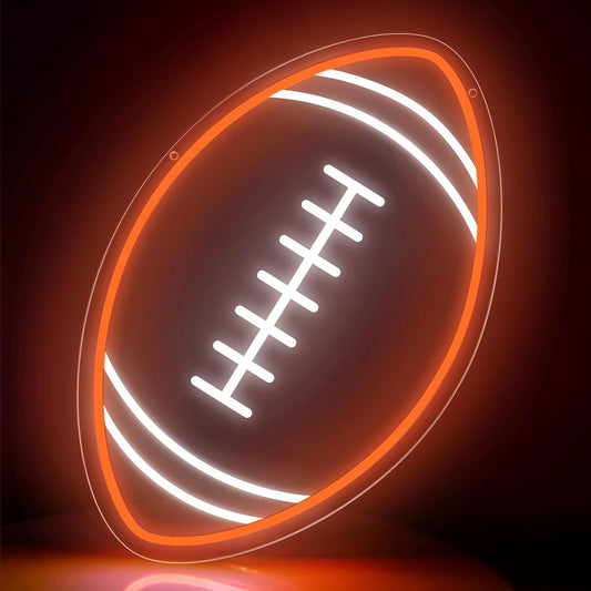 Football Neon Sign for Wall Decor, Football LED Signs for Teens, Dimmable USB-Powered Rugby Light with ON/OFF Switch for Kids, Man Cave, Boys' & Game Rooms, Gift for Rugby Fans