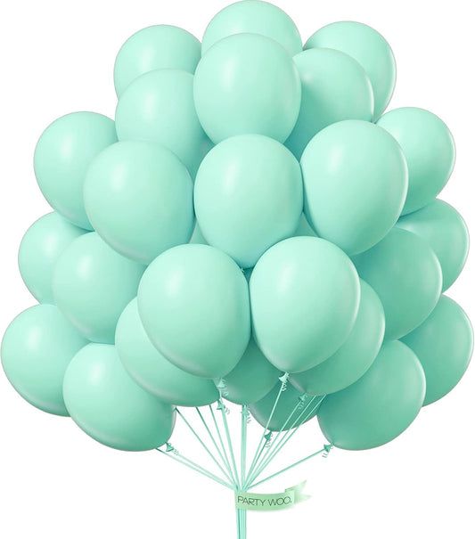 PartyWoo Teal Balloons 50 pcs 12 Inch Pastel Teal Turquoise Peppermint Mint Balloons for Graduation Gender Reveal Baby Shower Wedding Anniversary Birthday Party Decorations Mint-Q03